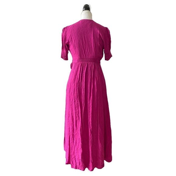 Maeve Brenna Short Sleeved High Low Wrap Dress Raspberry Size 0 - Picture 8 of 9